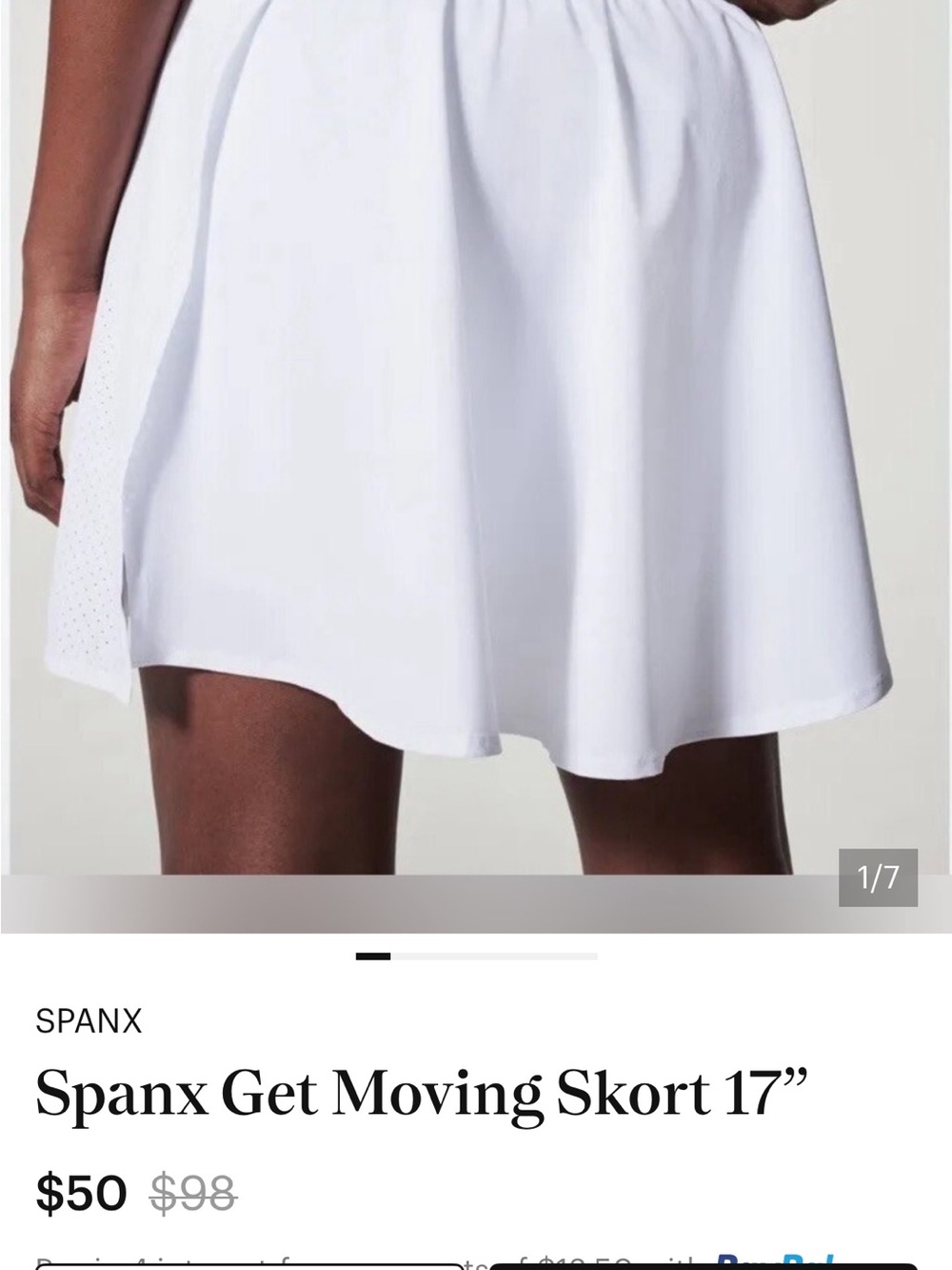 SPANX White Get Moving Tennis Skort